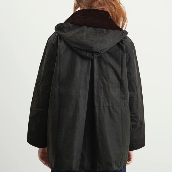 BARBOUR X GANNI HOODED WAX COAT IN CLASSIC TARTAN - Picture 3 of 5